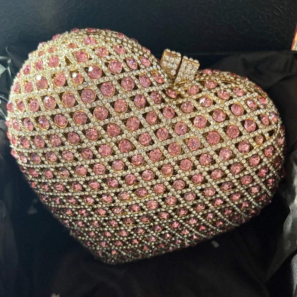 Hand Placed Crystal and Pink Jewel Handbag Clutch | NWOT | OS